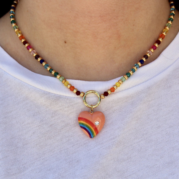 Beaded Rainbow Pendant Necklace