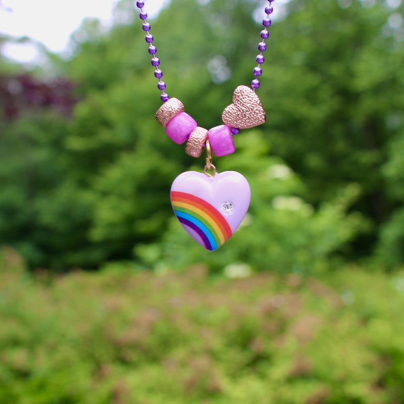 Vintage Purple Rainbow Heart Necklace