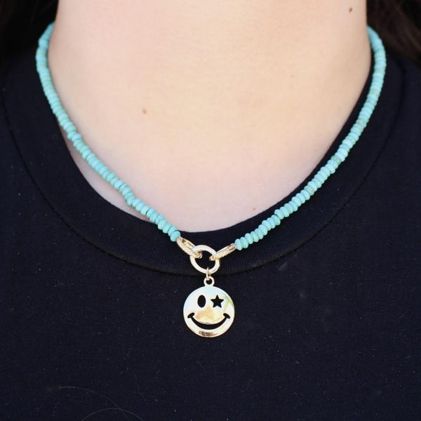 Turquoise Disco Charm Necklace