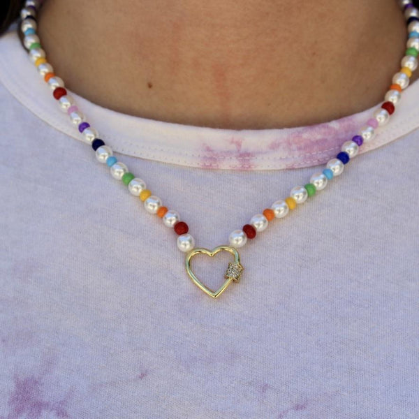 Rainbow Pearl Charmstein Necklace