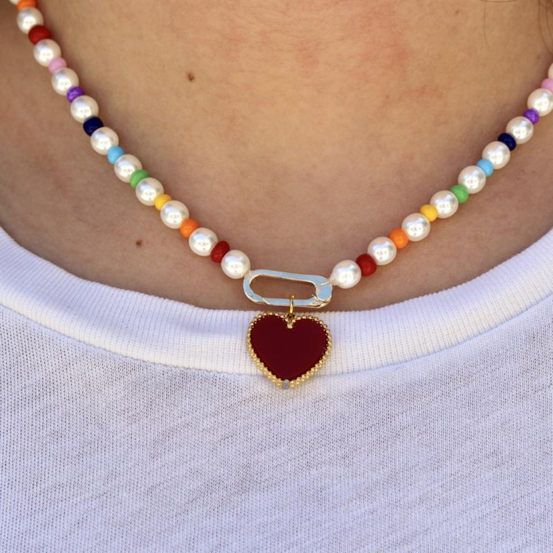 Rainbow Pearl Charmstein Necklace