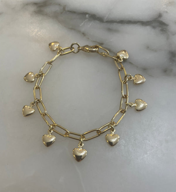 Gold Mini Heart Charm Bracelet