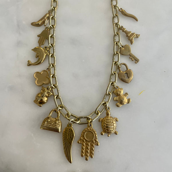 Pyramid Charms Necklace Gold Vermeil — annie costello brown