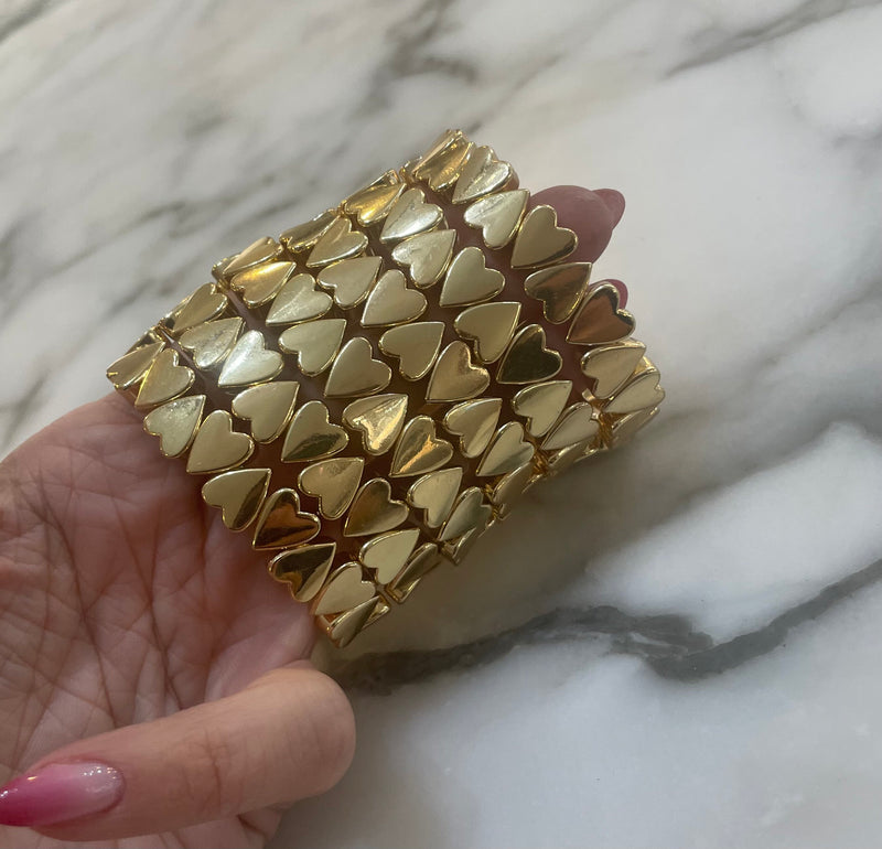 Gold Alternating Hearts Bracelet