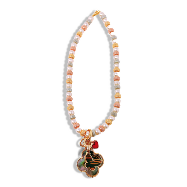 Golden Pearl Lucky Charm Necklace