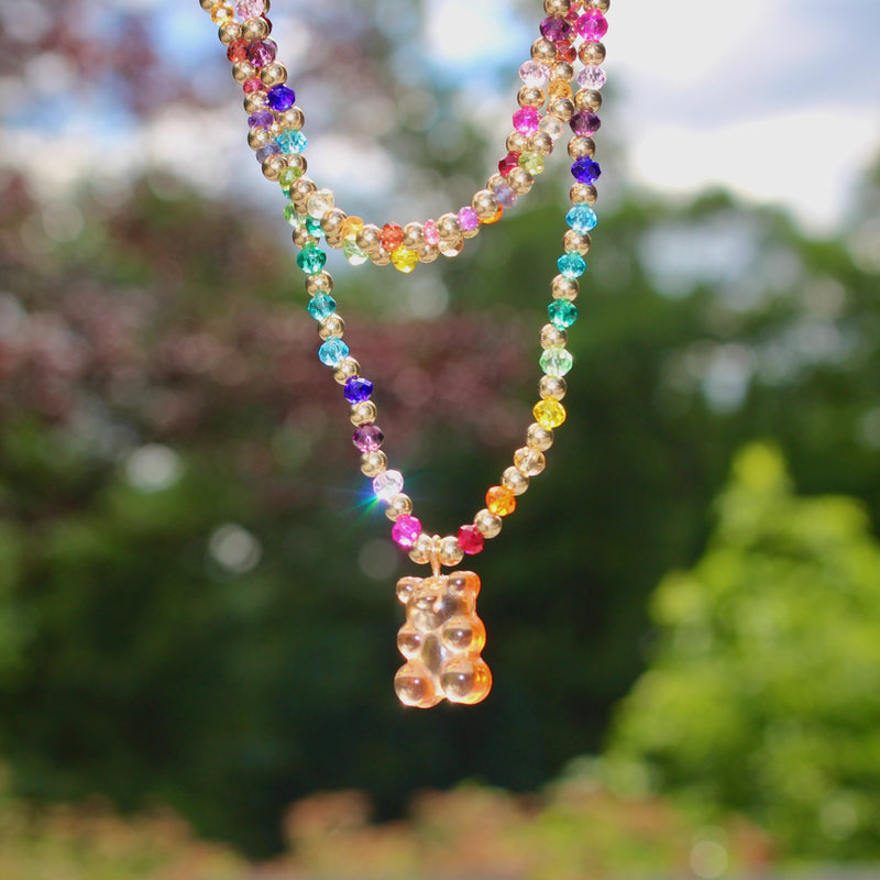 Rainbow Crystal Gummy Bear Necklace