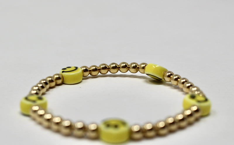 Gold Beaded Smiley Bracelet